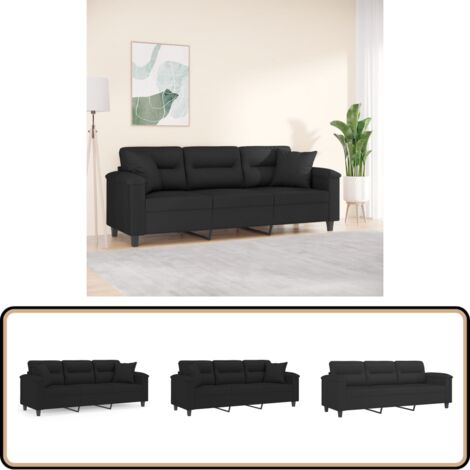 VidaXL nsmbl d canapés 2 pcs avc coussins décoratifs noir tissu au millur prix