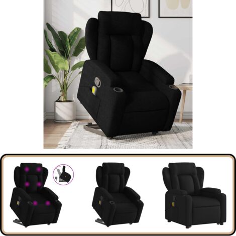 vidaXL Fauteuil de Massage Noir Tissu