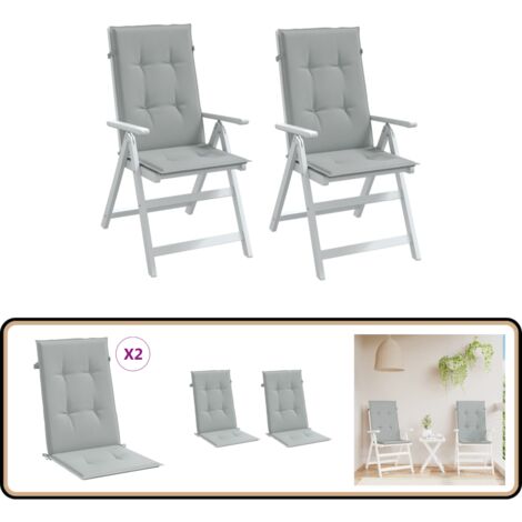 Lot De 2 Coussins De Jardin En Lin 40x40 Cm - Avec Sangles Anti-glisse - Gris, épais 8 Cm - Intérieur/extérieur - 13