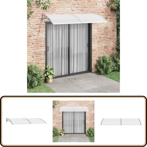 Auvent De Porte Extérieur En Polycarbonate 240x100 Cm - Panneaux Transparents 5 Mm, Support ABS Gris