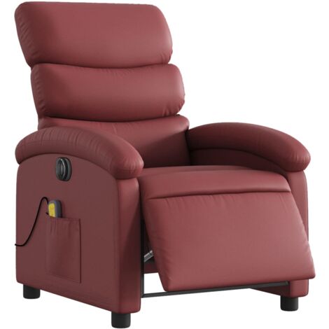 Vidaxl fauteuil de massage inclinable électrique rouge bordeaux tissu VIDAXL Pas Cher