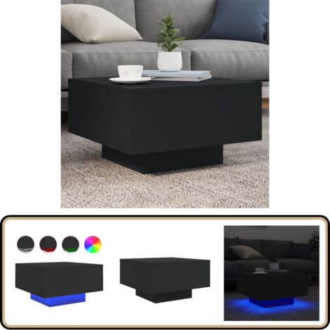 Table Basse Avec Lumières LED - Table D'Appoint Moderne Blanc Bois D'Ingénierie