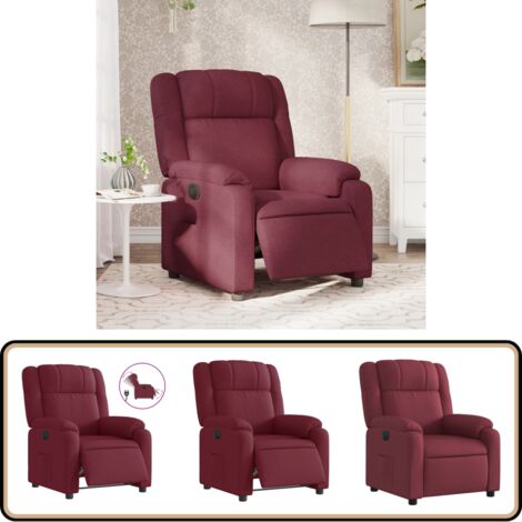 Fauteuil Inclinable Tissu Rouge Bordeaux - Fauteuil TV, Poussette, Siège Relax Pour Personnes Âgées (Charge 110 Kg)