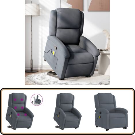 Fauteuil De Massage Inclinable Velours Gris Foncé - Neuf Sous Emballage