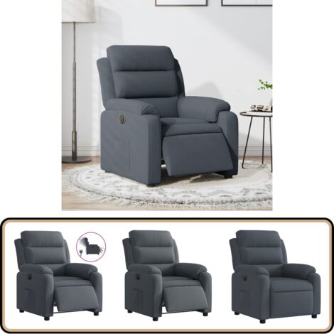 vidaXL Fauteuil relax avec pouf Gris foncé Velours Fauteuil avec pouf vidaXL Fauteuil relax avec pouf Gris foncé Velours Fauteuil avec pouf
