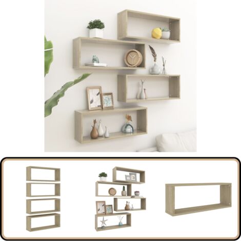 Étagères murales sous forme de cube 6 pcs chêne fumé 30x15x30cm - Étagère Murale Cube - Étagères