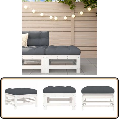 Repose-Pied Jardin VidaXL Bois De Teck Massif Avec Coussin Gris Foncé - Mobilier Patio Extérieur