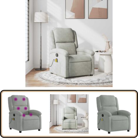 Fauteuil de massage inclinable Gris clair Velours A329352 Haute Qualité