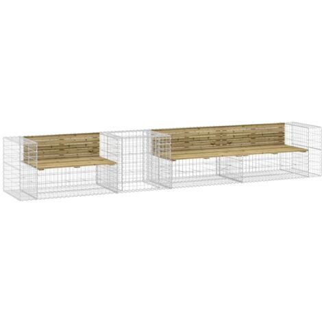 Banc De Jardin Gabion - Siège WPC Noir - Dimensions 100x30x45 Cm - Sans Remplissage