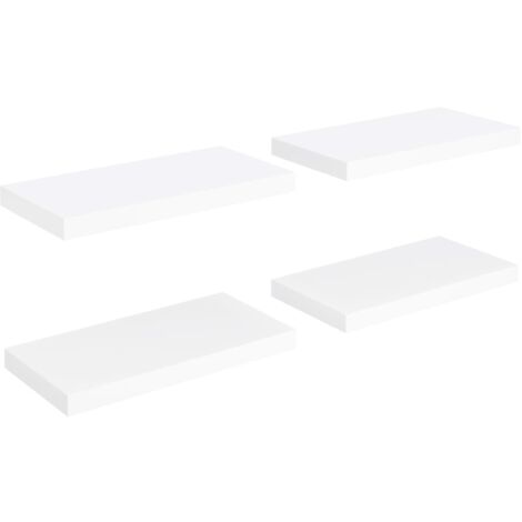 UNITURE Lot De 2 Étagères Murales Flottantes 42 Cm – Blanc Design Élégant, Charge 12,5 Kg, Fixation Invisible, Style Minimaliste