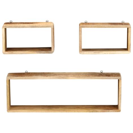 Ensemble d'étagère cube 3 pcs Bois solide de récupération