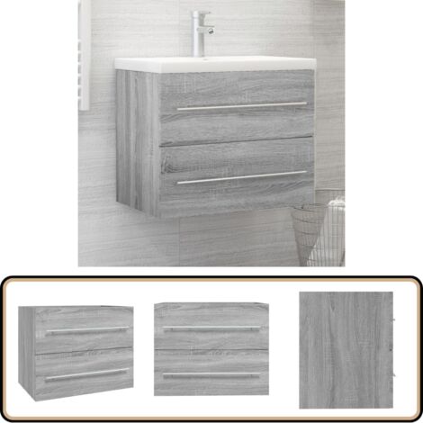 Meuble Sous-vasque Vicco J-shape 80 Cm - Sonoma Anthracite - 1 Porte 2 Tiroirs - Neuf