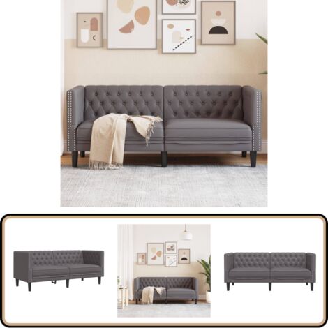 Canapé Chesterfield 2 Places Velours Rouge – Boutons Tuftés, Traversins Inclus, Design Vintage