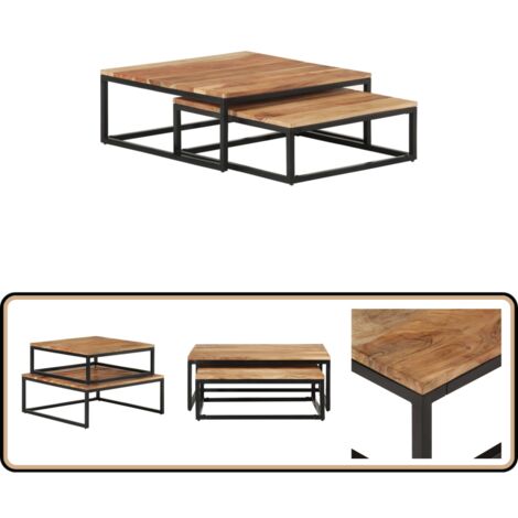 Tables basses gigognes 2 pcs Bois d'acacia massif - Table Basse ...