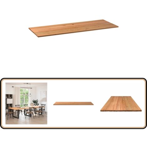 Dessus De Table En Chêne Massif 240x90x4 Cm - Marron Clair, Rectangulaire, Pour Table à Manger Ou Bureau