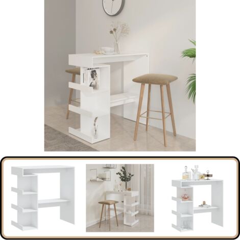 Table De Bar En Bois Blanc VidaXL 110x60x90.8cm - Pour Cuisine Ou Salle à Manger