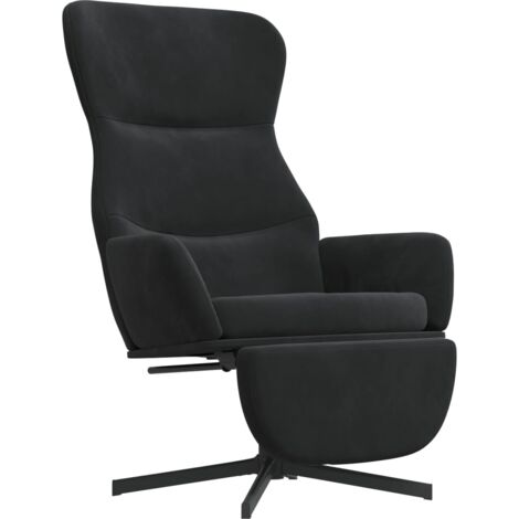 Chaise De Relaxation Avec Tabouret VidaXL - Noir Velours - Repose-pied Intégré - Pour Salon, Bureau - Capacité 110 Kg