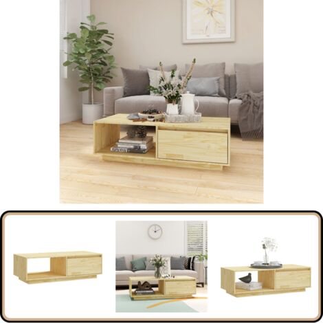 Table Basse FLAM En Pin Massif - Dimensions 100x50x32.5 Cm - VidaXL - Neuf