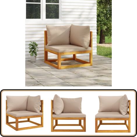 Canapé D'angle Jardin VidaXL Acacia Et Coussins Gris Foncé – Neuf