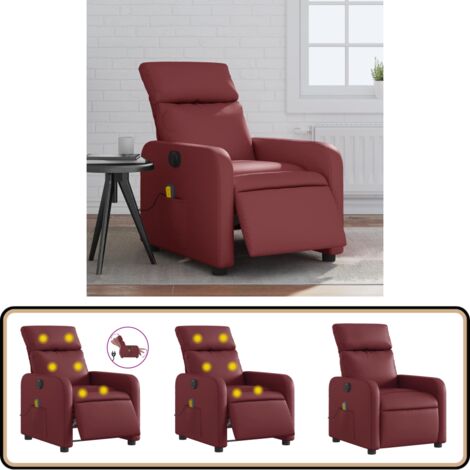 VidaXL Fauteuil De Massage Inclinable électrique Rouge Bordeaux 3204541 - Fauteuil De Salon Moderne Rouge Bordeaux