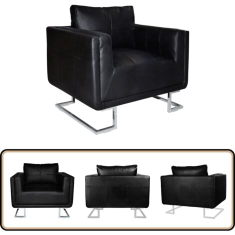 Fauteuil de Salon,Fauteuil cube Marron Similicuir daim CFW70787