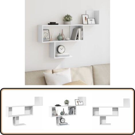 vidaXL 2X Étagère Murale avec Tiroirs Blanc 80 cm Meuble de Rangement Stockage