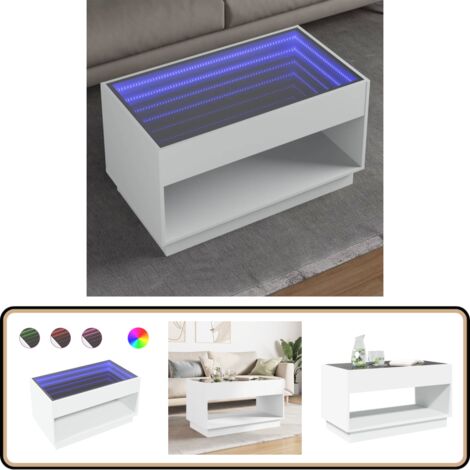 Table Basse Miroir Infini LED – IKEA LACK Custom, Verre Noir, Salon