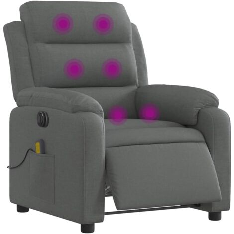 Fauteuil de relaxation vidaXL Fauteuil de massage, relaxation électrique réglable tissu gris foncé