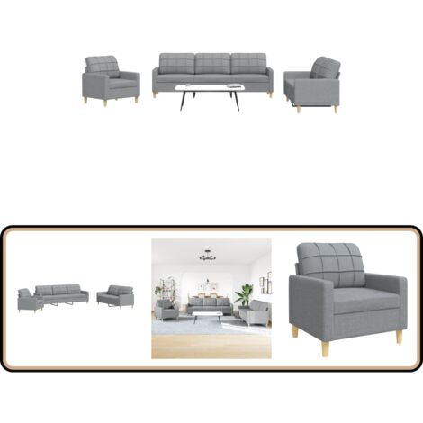VidaXL Canapé 3 Pièces Gris Clair - Ensemble Salon Avec Canapé 1, 2 Et 3 Places
