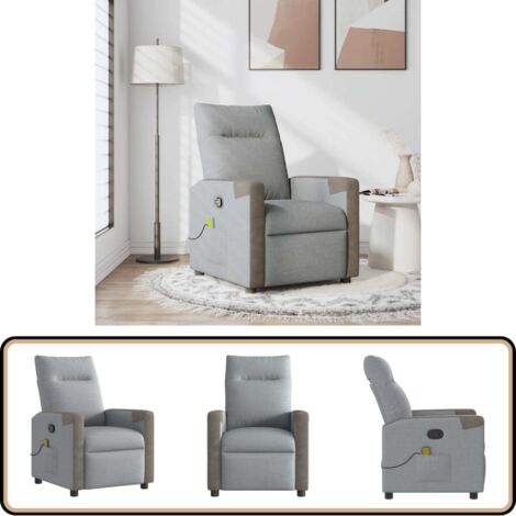 Fauteuil De Massage Inclinable VidaXL - Tissu Vert Foncé - 6 Points De Vibration, Télécommande - Repose-pieds, Poche Latérale - Capacité 110kg