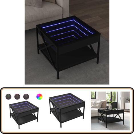 Table Basse LED VidaXL 50x50cm - Bois D'Ingénierie Blanc - Lumières RGB Personnalisables - Moderne