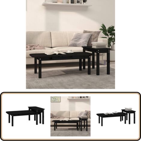 Ensemble de tables basses 2 pcs Noir Bois massif de pin - Table Basse ...