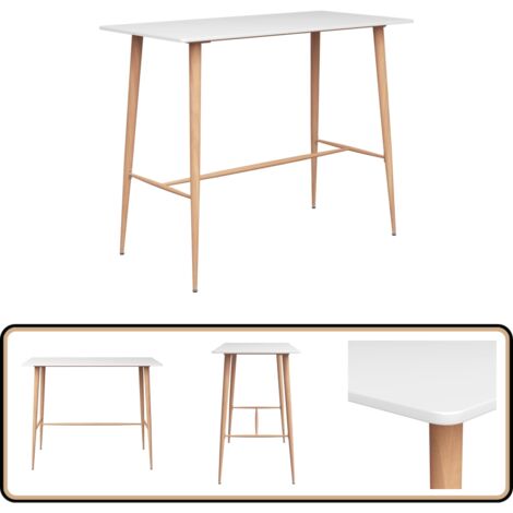 Toshilian Table De Bar Chêne 110x50x103 Cm – Table Haute Cuisine Avec Étagère 3 Niveaux