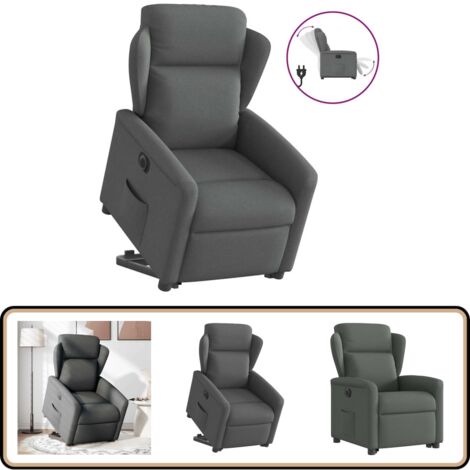 Fauteuil Inclinable Relax Gris Foncé Tissu – Confort TV Avec Repose-Pieds, Poche Latérale, Idéal Salon Ou Chambre
