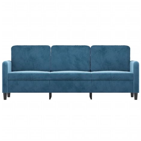 Canapé à 3 places avec repose-pieds Bleu 180 cm Velours