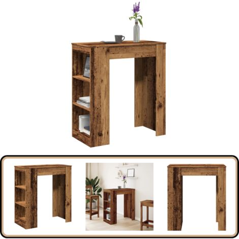 Table De Bar Avec étagère Chêne Bois D'ingénierie