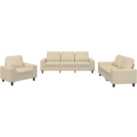 Lot De Deux Canapés 2 Places Tissu Beige Avec Passepoil Rouge – Style Classique Français