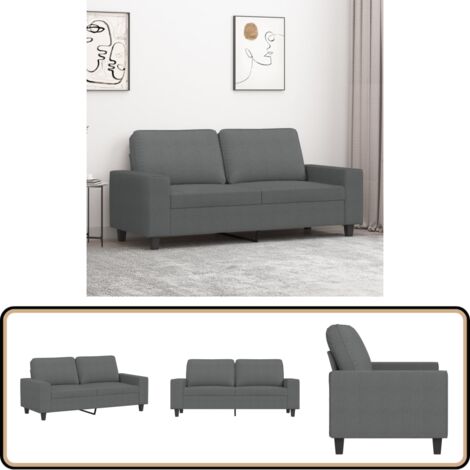 Canapé 2 Places Tissu Gris Foncé 140 Cm, Neuf