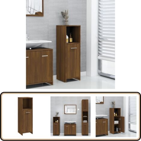 Armoire de bain Chêne marron 30x30x95 cm Bois d'ingénierie - Meuble Salle De Bain - Armoire Salle De Bain - Meuble Rangement Salle De Bain - Commode Salle De Bain - Design Moderne