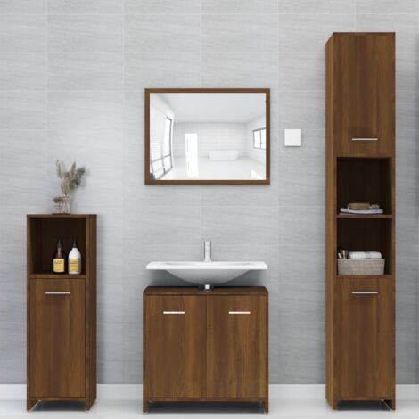 Armoire de bain Chêne marron 30x30x95 cm Bois d'ingénierie - Meuble Salle De Bain - Armoire Salle De Bain - Meuble Rangement Salle De Bain - Commode Salle De Bain - Design Moderne