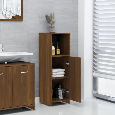 Armoire de bain Chêne marron 30x30x95 cm Bois d'ingénierie - Meuble Salle De Bain - Armoire Salle De Bain - Meuble Rangement Salle De Bain - Commode Salle De Bain - Design Moderne