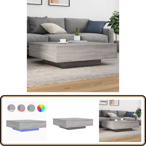 Table Basse Blanche Avec éclairage LED RGB - 100x100x31 Cm - Design Moderne Pour Salon Et Salle à Manger