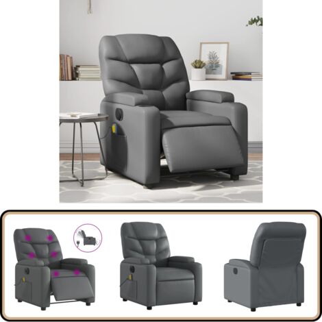 Fauteuil de massage inclinable électrique Noir Tissu - Fauteuil