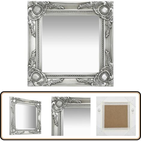 Grand Miroir Mural Baroque Ancien, Cadre Or Blanc, 96x57 Cm, Fabrication Italienne