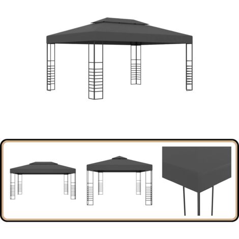Tente De Réception Pliante 3x4 M - Toit 600D PVC Résistant UV/eau - Cadre Acier Anthracite - Poids 19,04 Kg - Pour événements Extérieurs