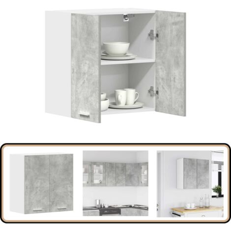 VidaXL Armoire Murale Cuisine Gris Béton 60x31x60 Cm – Meuble Rangement Bois Ingénierie Avec Portes, Gain De Place