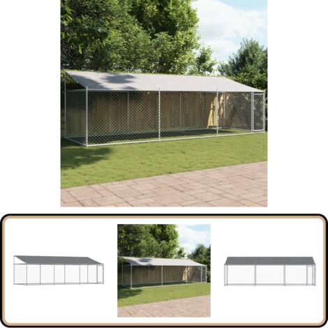 Niche pour chien avec toit noir 131x101x102 cm acier galvanisé vidaXL 4100917