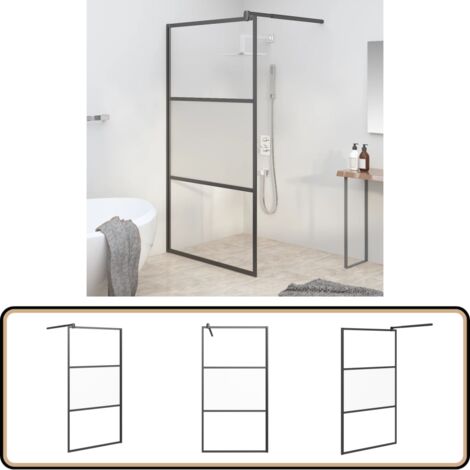 Paroi De Douche 100x195 Cm Verre ESG Dépoli Noir - Mur De Douche - Paroi De Douche - Cabine De Douche Douche Moderne Verre Esg Home Living 86320614
