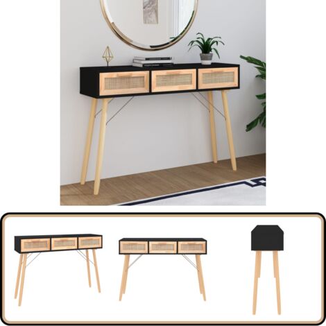 Table Console Noir 105x30x75 Cm Bois D'ingénierie Et Fer