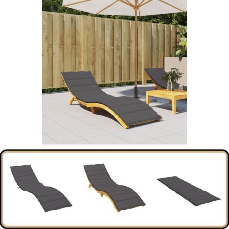 Coussin pour chaise longue Madera, couleur grise, tissu S-550 mélangé, dimensions 190 x 55 cm, fixation par sangle élastique, imperméable, mélangé S-23